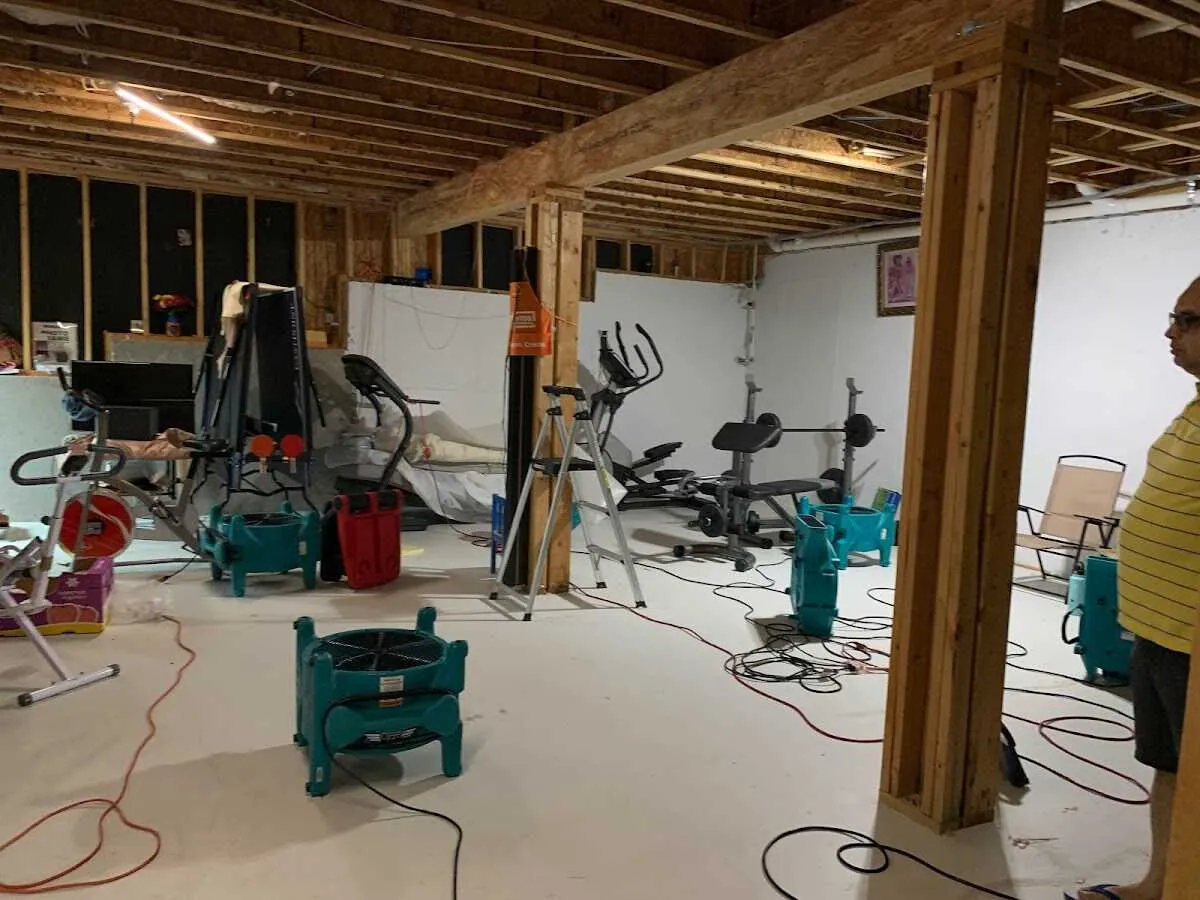 Basement drying equipment setup for Structural Drying in Flossmoor