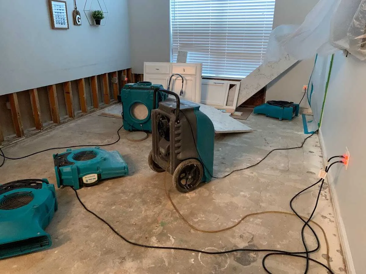 Dehumidifier in flood-cut room for Water Damage Restoration in Flossmoor